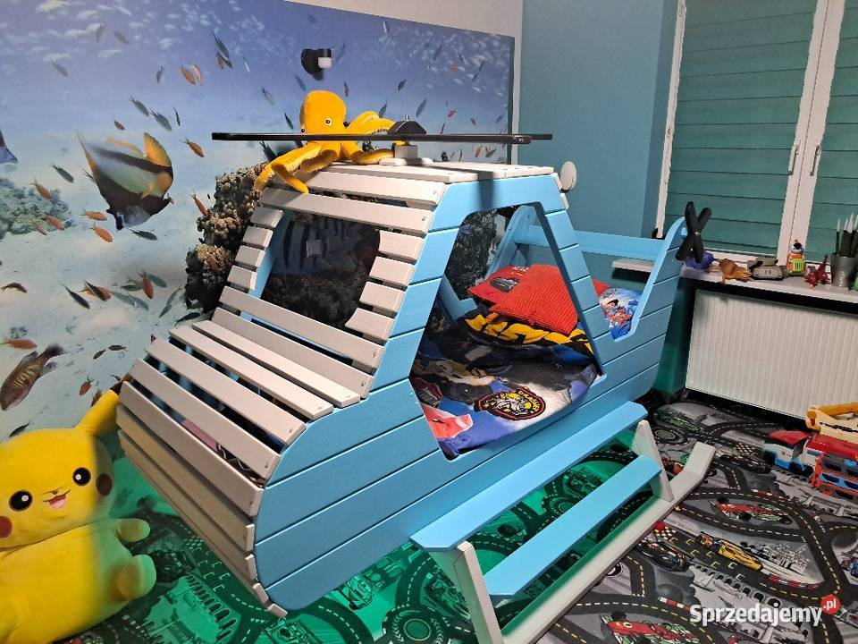 Łóżeczko łóżko drewniane helikopter LED RATY