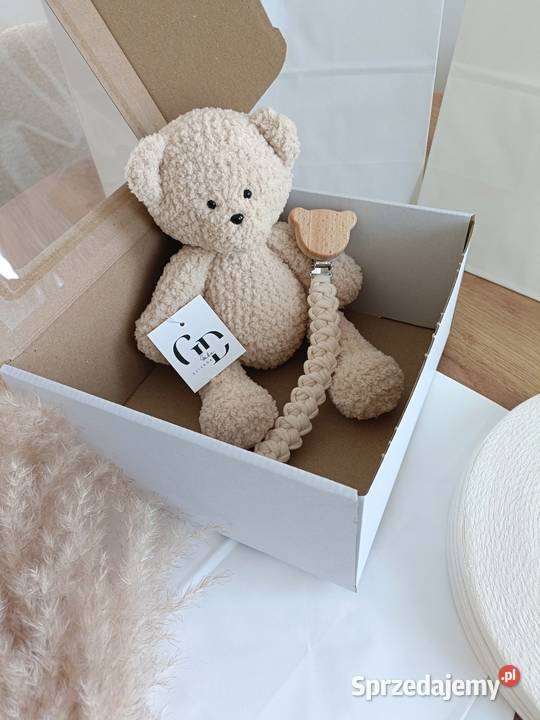 Zestaw handmade miś zawieszka do smoczka Lublin