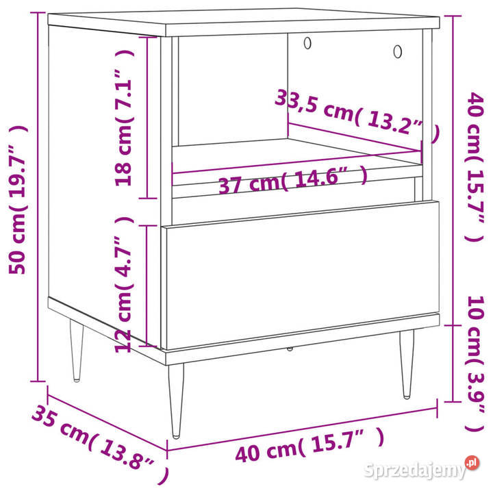 Szafka nocna biała 40x35x50 materiał Warszawa