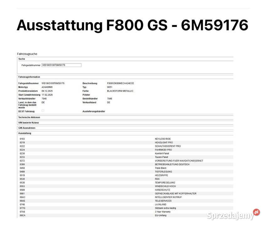 BMW F800GS 2025 rej 2026 7000 Lwówek Śląski