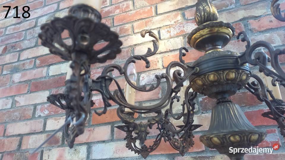 Żyrandol 4 ramienny metalowy mosiężny pakjąk 8 zachodniopomorskie Gawroniec