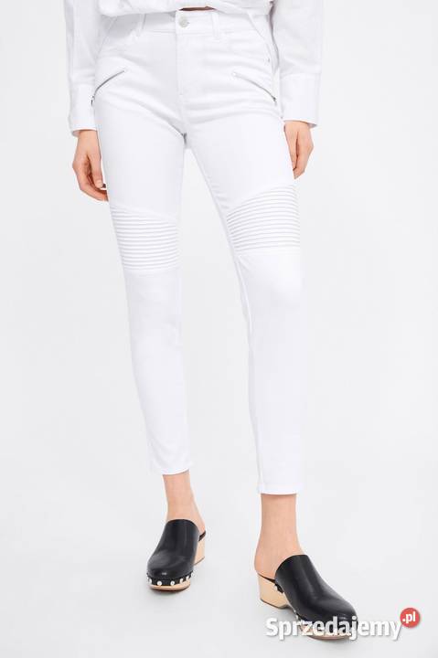 40 ZARABiałe spodnie rurki ze zdobieniem z biały Spodnie Kraków