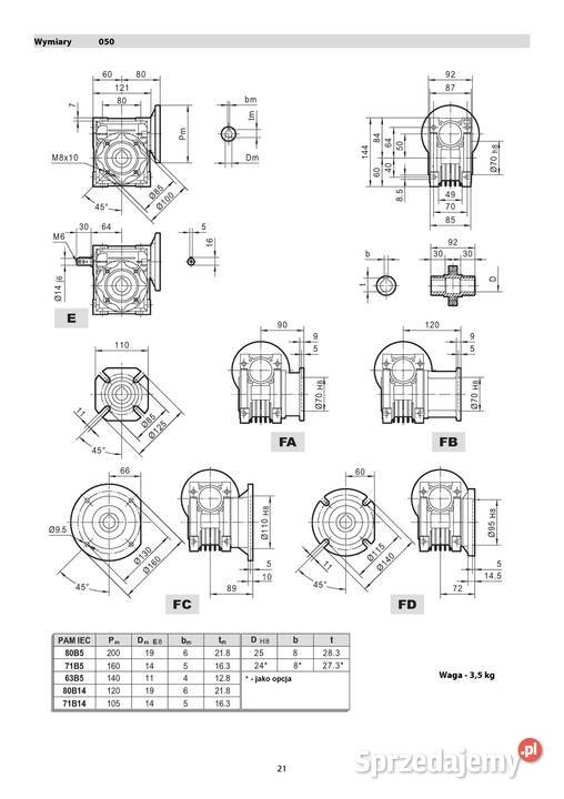 motoreduktor przekładnia 055kW 90obr 1fazowy Pigża