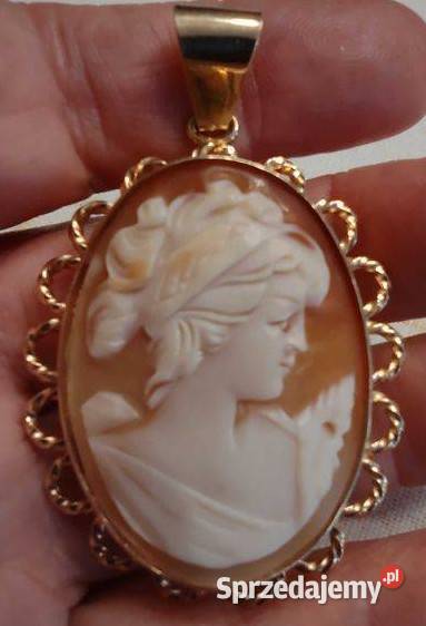 Piękna kamea wisior złoto 585 złoto Wisiorki Poznań