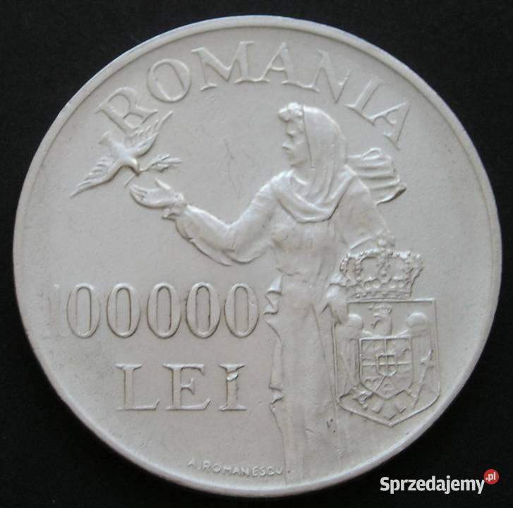 RUMUNIA 100000 LEI 1946 KRÓL MICHAŁ SREBRO Łódź