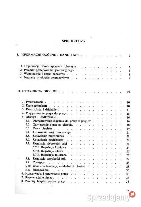 Pługi Grudziądz 2 i 3 skibowe instrukcja i
