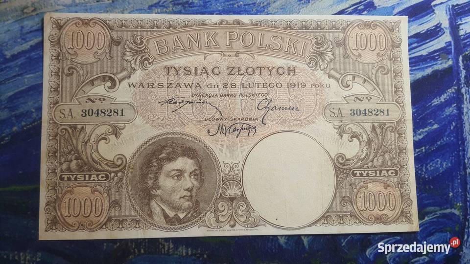 RARYTAS 1000 złotych 1919 s A mazowieckie Warszawa