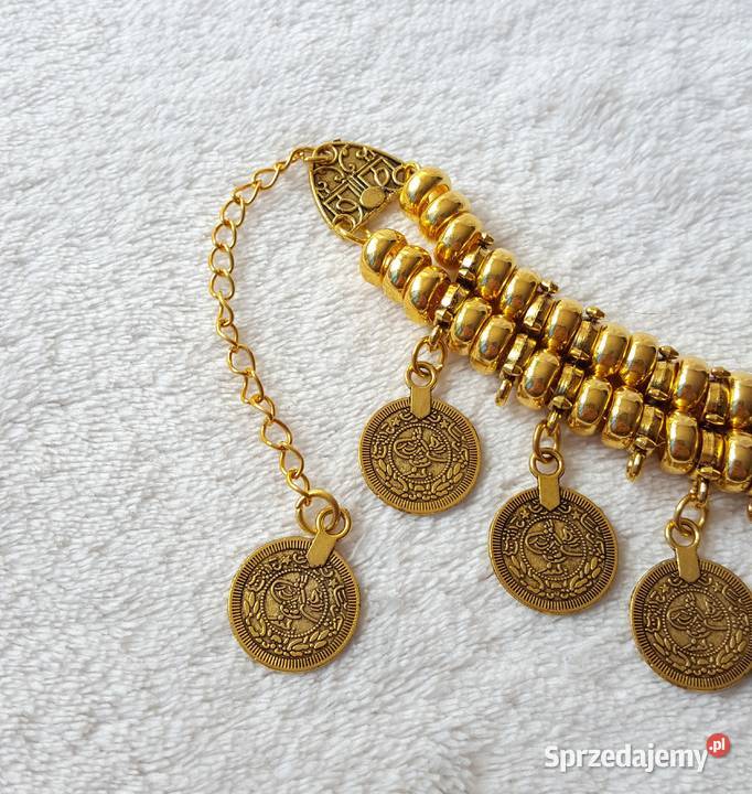Duża bransoletka boho kolor złoty monetki Szczecin