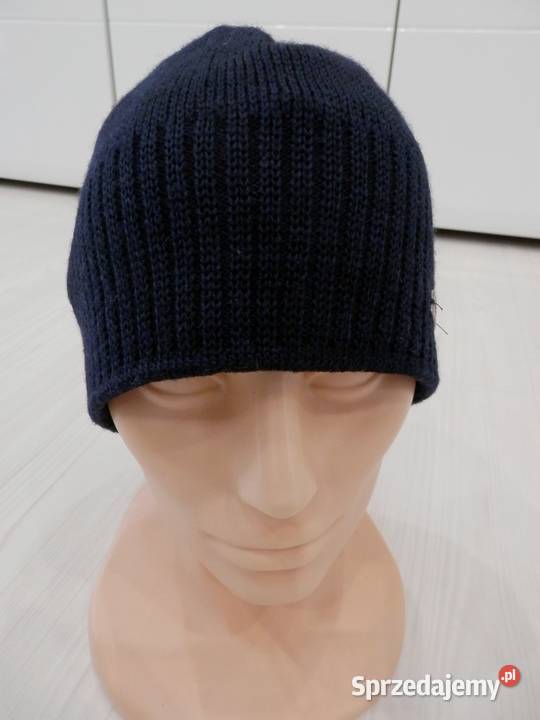 Czapka Męska Wełniana 100 Wełna Merino Granatowa Dla mężczyzn Łomża sprzedam