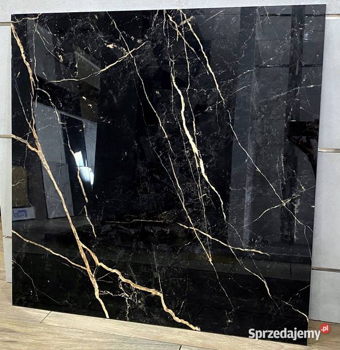 Gres polerowany CZARNY MARMUR 80x80 WYSOKI Łask