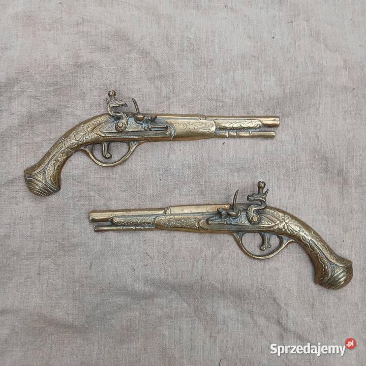Mosiężny pistolet dekoracja na ścianę komplet 2 Warszawa