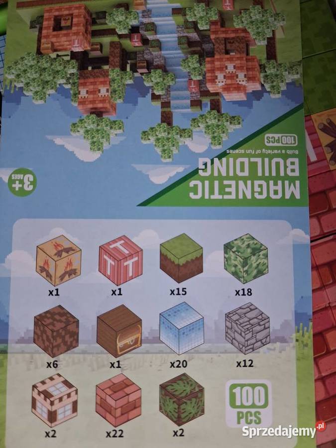 Klocki Minecraft 100 Magnetyczne Nowe Lublin