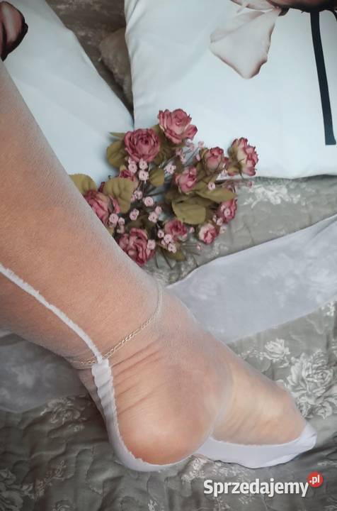 pończochy białe do paska FF szew cuban heel Warszawa