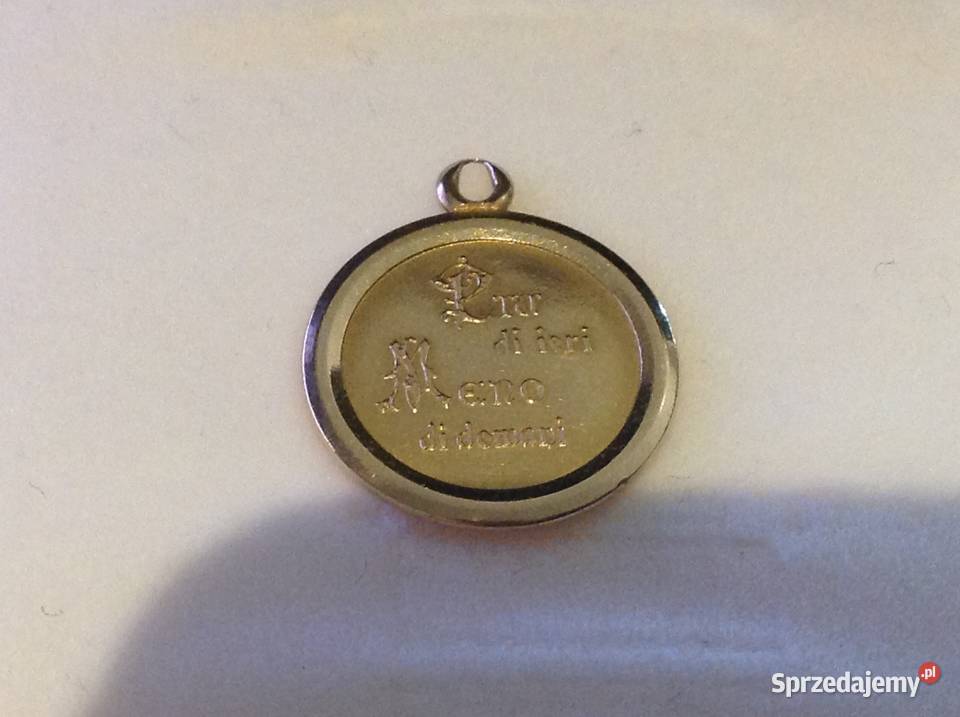 Złota Zawieszka Żeton Miłosny z Napisem Zloto 18 lubuskie Nowa Sól