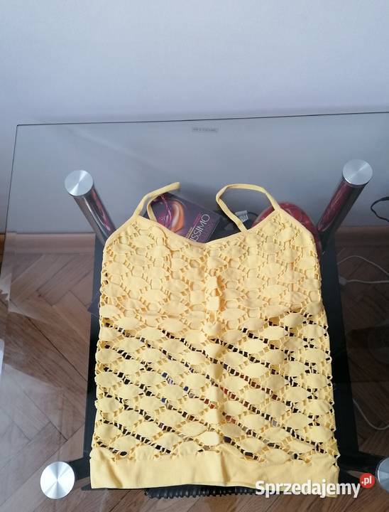NOWY ŻÓŁTY TOP NA RAMIĄCZKACH DUŻE OCZKA RLXL bez rękawa Łódź