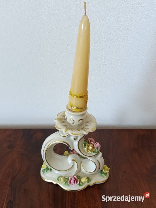 Porcelanowy świecznik Dresden z korona unikat