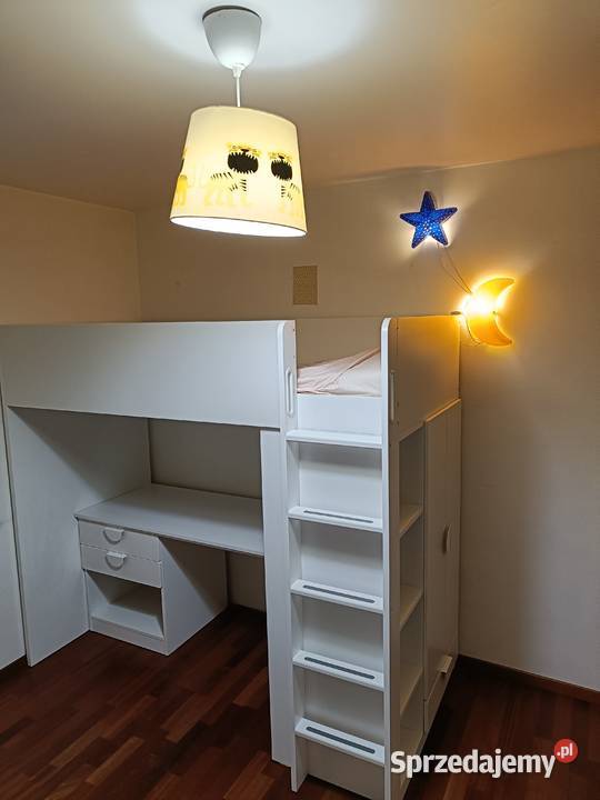 Piękne łózko na antresoli z biurkiem szafą 148cm