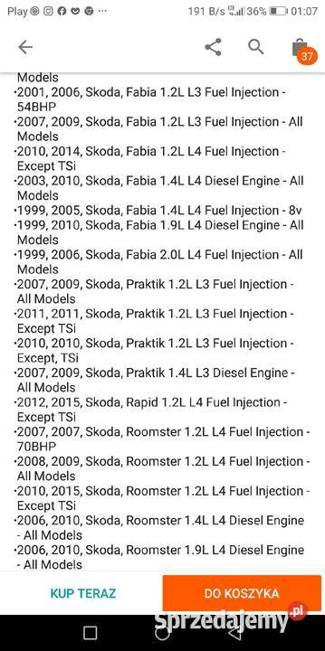 Sportowy Filtr Powietrza grupa VW typ 332830 Łask