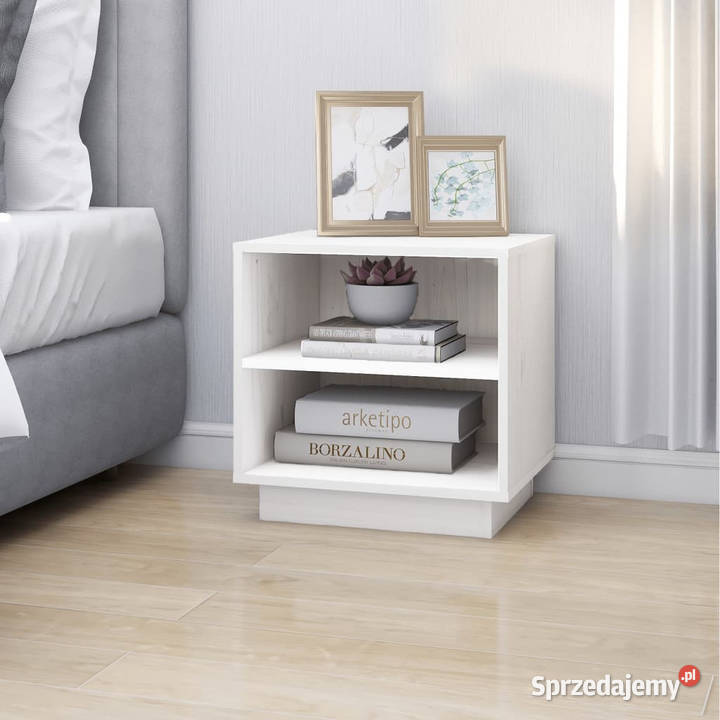 Szafki nocne 2 białe 40x34x40 lite drewno