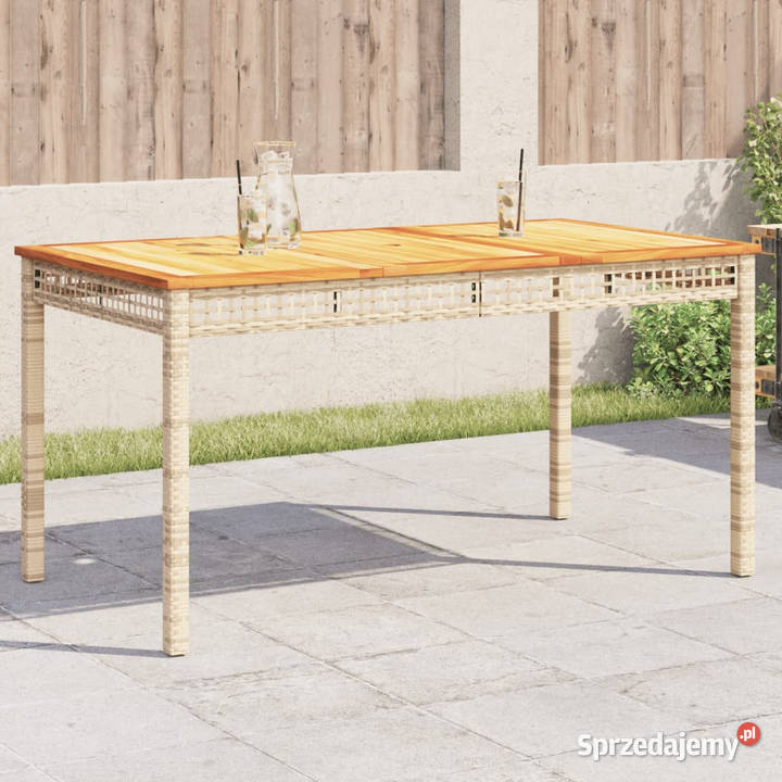 Stół ogrodowy beżowy 140x80x75 polirattan i