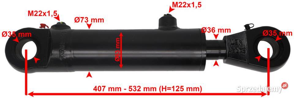 Polski Siłownik Hydrauliczny CJ2F 63x36 SKOK 125 Solec Kujawski