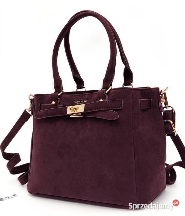 Torebka FLORA CO PARIS Zamsz Eko A5 Pojemna do Na ramię  Łódź