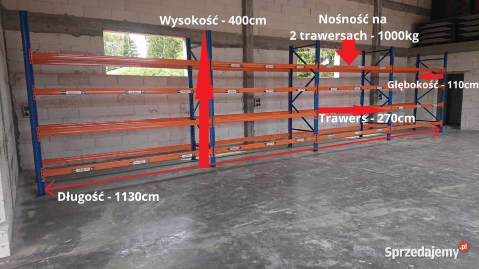 Mocny trawers 270 regał paletowy rama H400x110