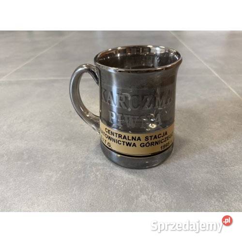 Srebrzysty Kufel Jubileuszowy CSRG Bytom 1995 Porcelana i szkło