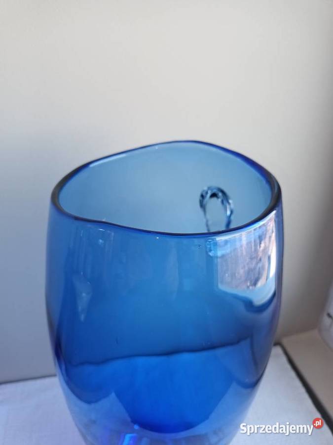Piękny wazon masywny niebieskie kobalt szkło Ceramika i szkło pomorskie Gdańsk
