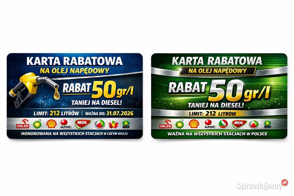Karta rabatowa na paliwo 50 grl