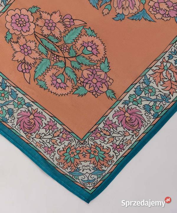 Duża kolorowa chusta pomarańczowa floral kwiaty Szczecin