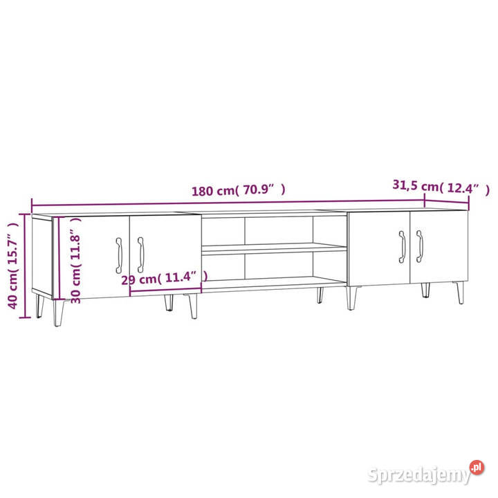 Szafka pod TV biała 180x315x40 materiał Warszawa