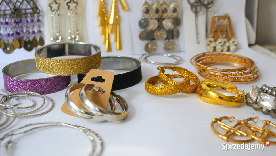 57 zestaw komplet biżuterii kolczyki zlote Krosno