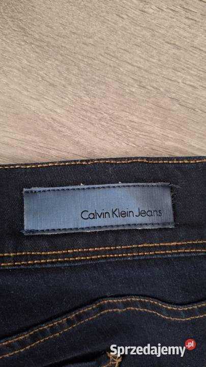 Jegginsy Calvin Klein m jeansy skinny granatowe Bez wzoru