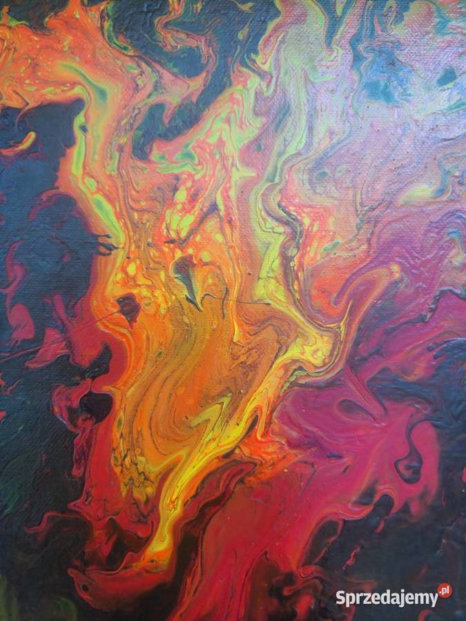 Obraz Płonące Serce ręcznie malowany pouring