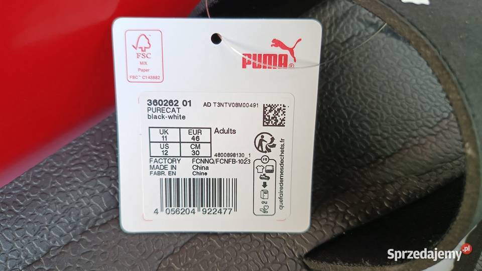 Klapki unisex PUMA Purecat czarne nowy komplet Odzież i bielizna męska
