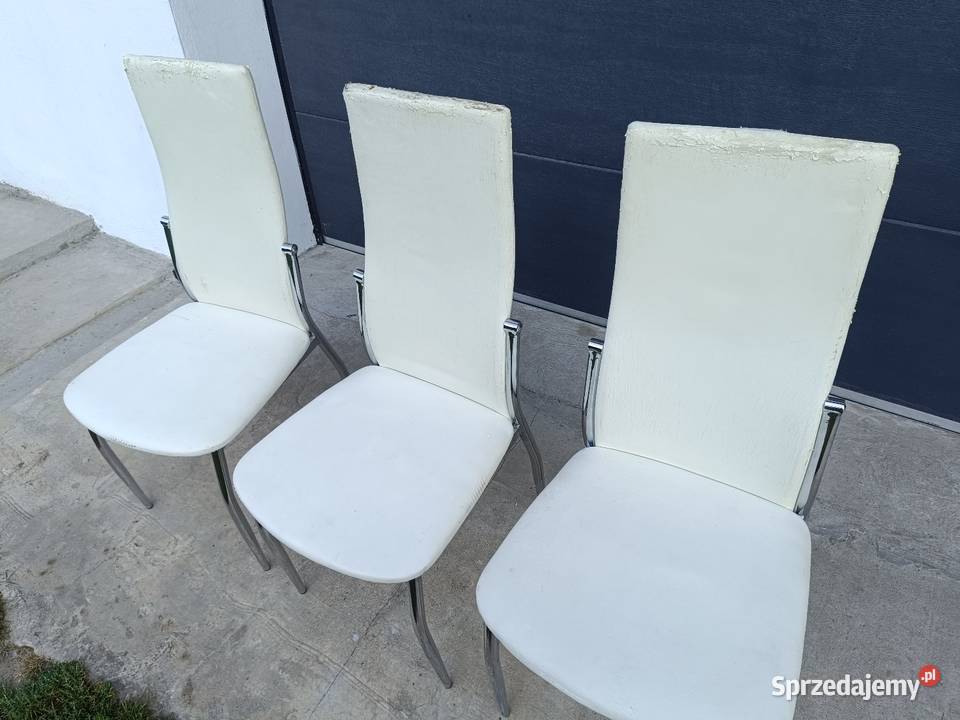 Białe krzesła 3 sztuki Krzesła lubelskie