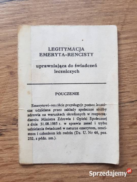Legitymacja EmerytaRencisty 1995 r Golina