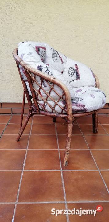 Fotel rattanowy wiklinowy z poduchami krzesło ogród