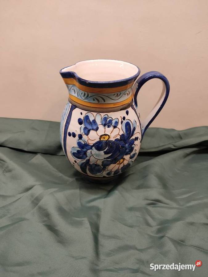 Dzbanek ceramiczny ręcznie malowany wielokolorowy Głuchołazy