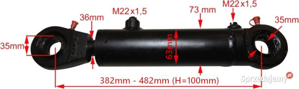 SIŁOWNIK Hydrauliczny Tłok 63x36 Skok 100 L