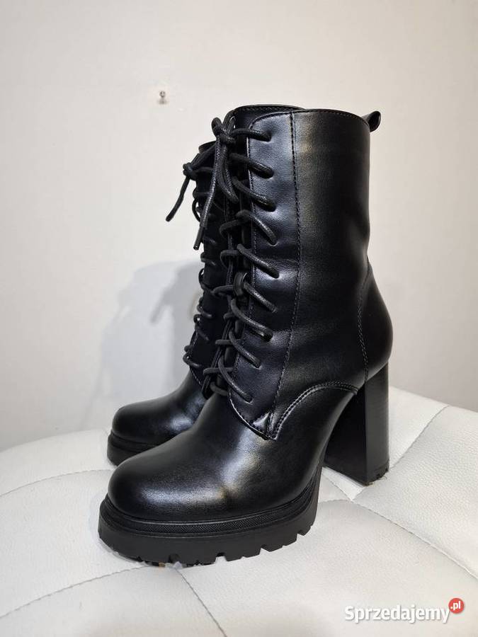 Barson 36 czarne botki damskie słupek platforma Kraków