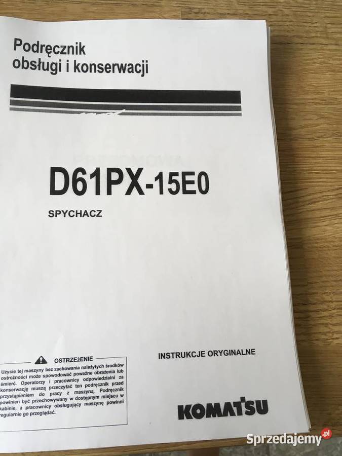 dtr instrukcja obsługi KOMATSU D61PX15e0 i inne zachodniopomorskie sprzedam