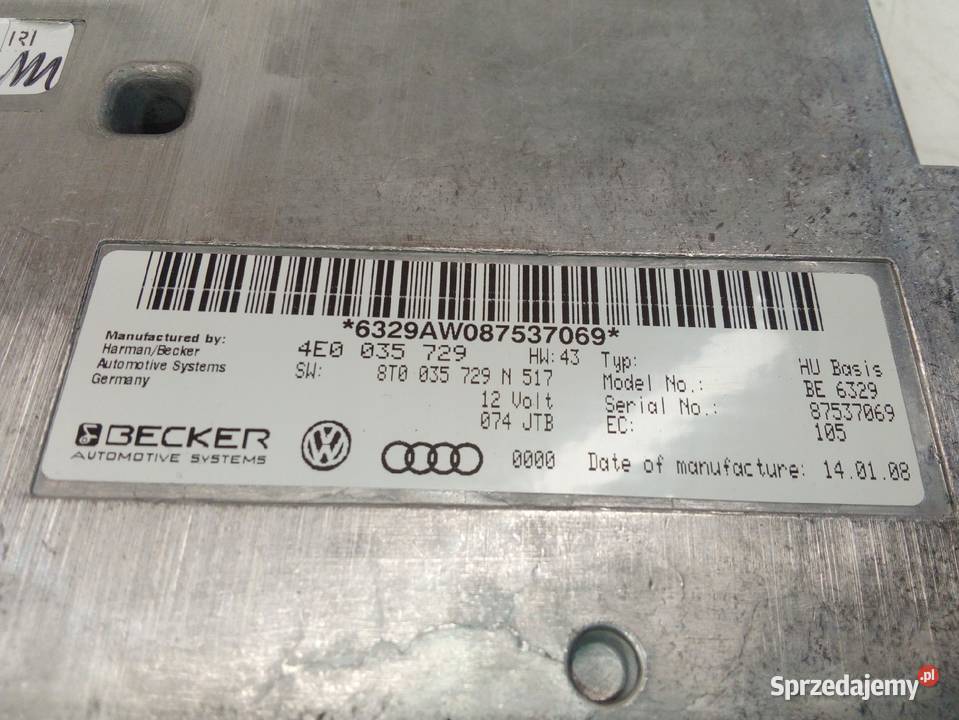 STEROWNIK MODUŁ MMI AUDI A6C6 4E0035729 Nawigacje fabryczne śląskie Przystajń