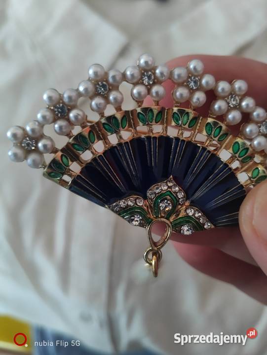 Broszka wachlarz z perłą Ruciane-Nida