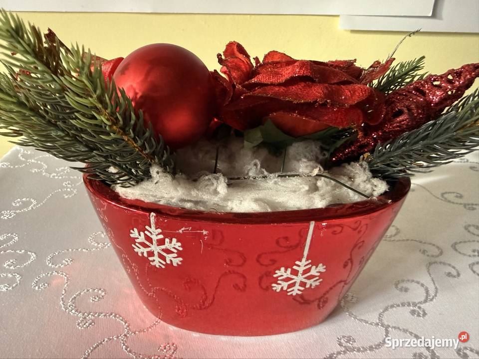 Stroik Bożonarodzeniowy Czerwony z Różami i