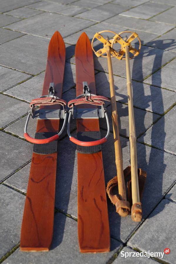 Stare narty drewniane 110 kijki w komplecie Pruchnik sprzedam