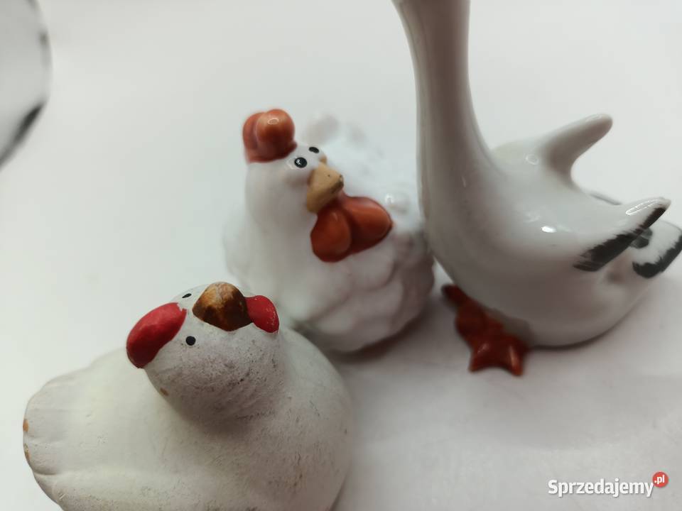 Figurki mini ptaki drób wiosenne dekoracje