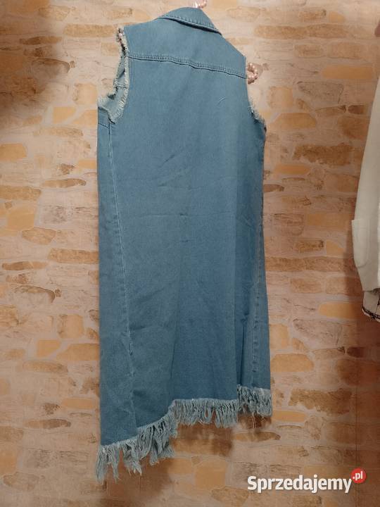 36S Długa dżinsowa kamizelka kowbojska z