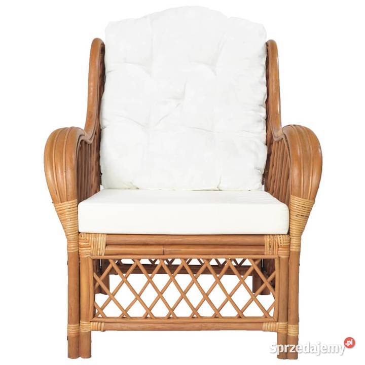 Fotel z poduszką jasnobrązowy naturalny rattan i Warszawa
